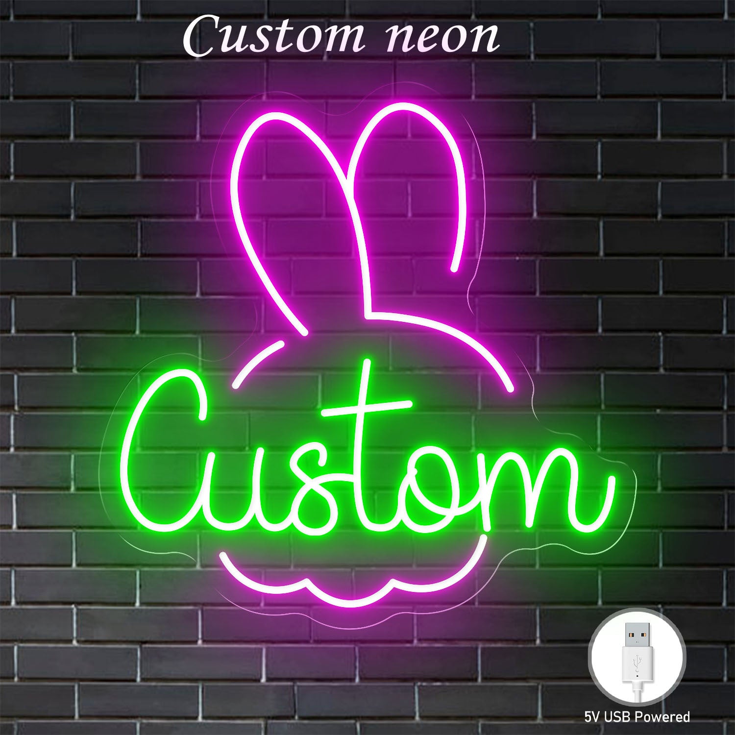 12-20 inch neon sign - personalized text, USB-LED adjustable brightness and color, wall-mounted tube design, suitable for home, bar, party decoration - birthday/wedding/anniversary gift