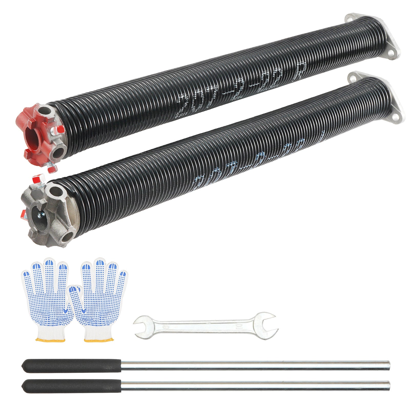 Garage Door Torsion Spring, 16,000 Cycles, 0.25 x 2 x 30in / 0.207 x 2 x 22in / 0.218 x 2 x 24in / 0.218 x 2 x 23in, with Non-Slip Winding Bars, Installation Tools and Gloves, Electrophoretic Coating, for Replacement