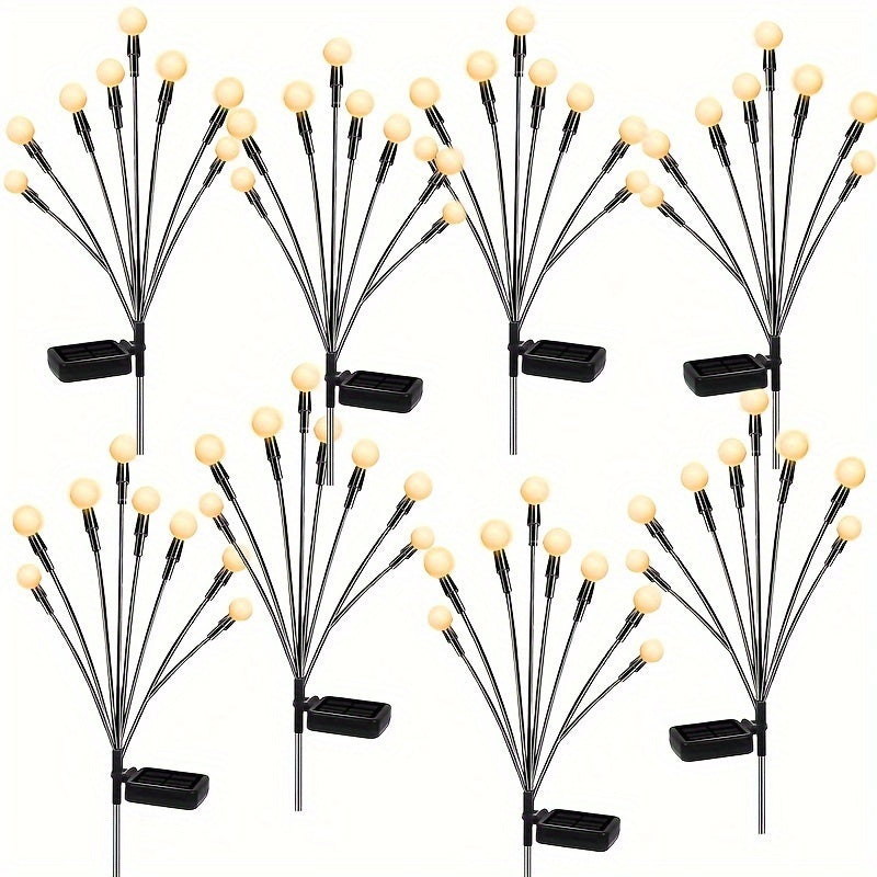 8 Pack Solar Firefly Light, Solar Courtyard Light, 8 Sets 64 LED Solar Outdoor Light, Outdoor Decorative Light, Solar Swaying Light, Firefly Light for Courtyard Pathway Outdoor Decoration, Large Bulb Solar Swaying Light, Lawn Decoration