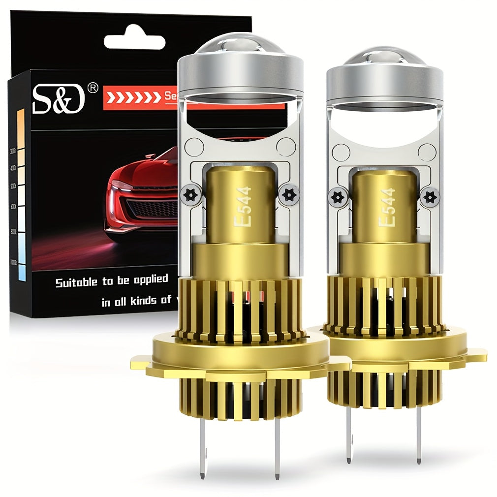 S&D 2-Pack High/Low Beam 150W H4 H7 LED Car Lens Headlight Bulbs, 60000LM H11 9005 HB3 9006 HB4 Car Lens Lights, Turbo LED Lights, Super Bright Car Headlights, Plug-and-Play, 12V, with Canbus Interface
