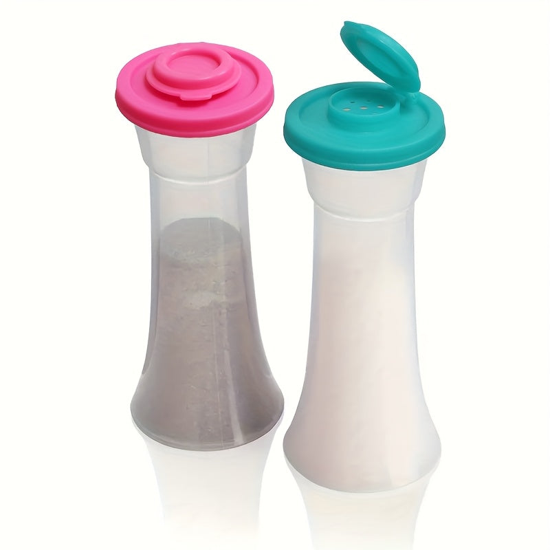 2 Extra-Large Salt & Pepper Shakers, Moisture-Proof Salt Collector – Perfect for Camping, Picnic, Outdoor Kitchen, Lunch Box, Travel – Clear Spice Jars with Red Lids – Plastic Airtight Spice Dispensers, BBQ Seasoning Shakers, Powder Dispensers