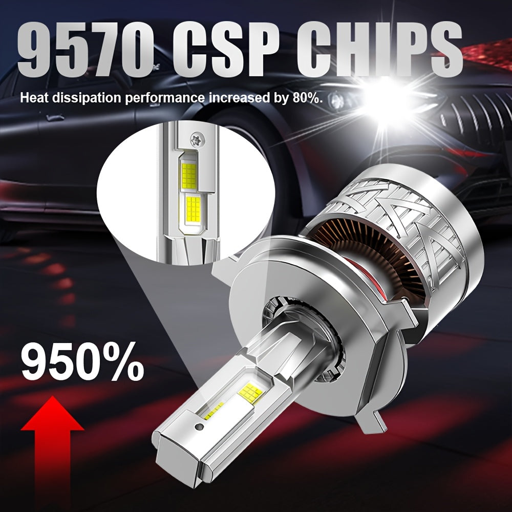 2-Pack LED Car Headlight Bulbs, Compatible with 9005/HB3, 9006/HB4, H1, H7 and H11 Models, 55,000 Lumens No CANBUS Error, 950% Brightness Increase, 6500K Cool White Light, Plug-and-Play, 60,000 Hours Ultra-Long Life