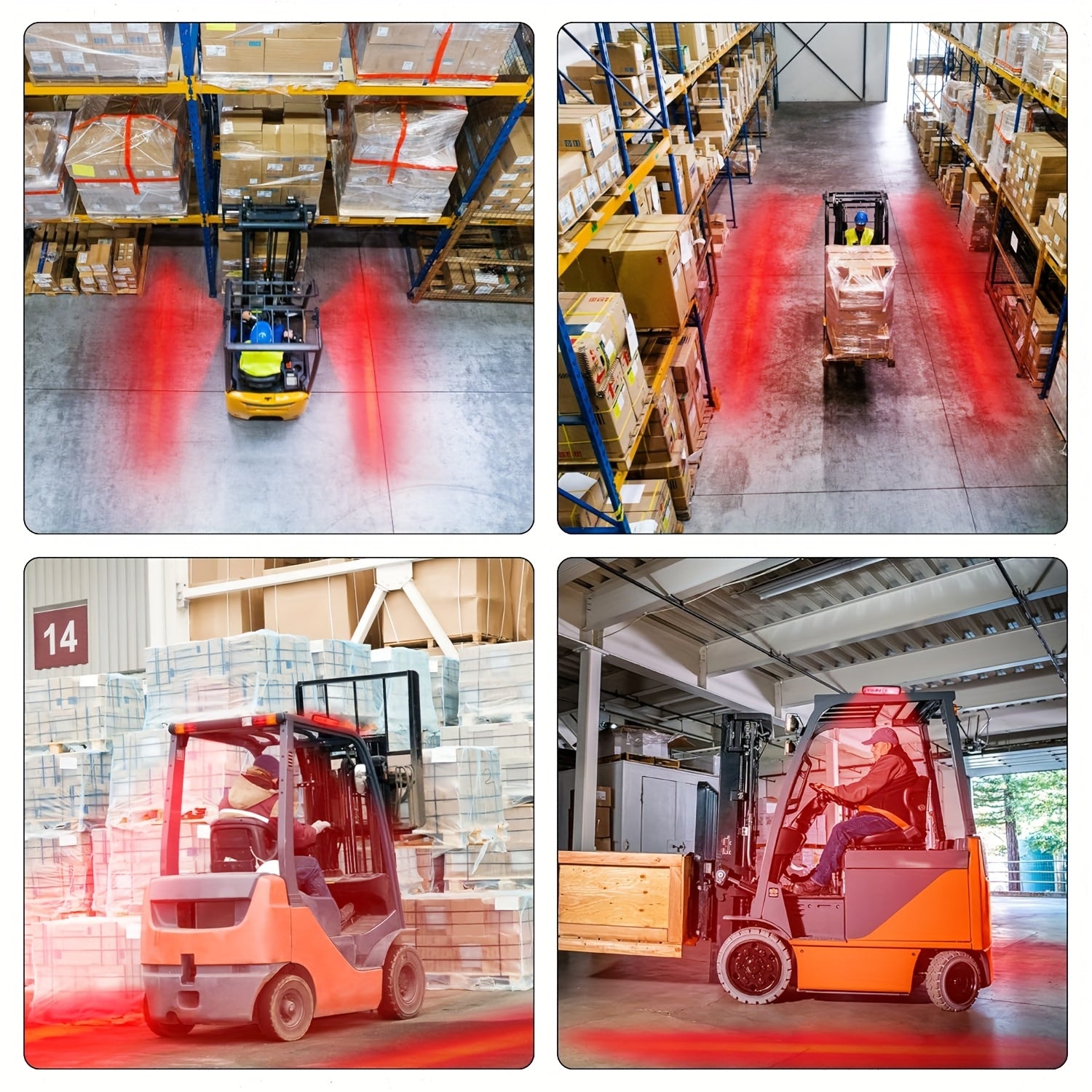 1/2-Pack LED Forklift Safety Area Light Bar, Linear LED Straight Line Light, Bracket Mounted, Wide Voltage Hardwired Available, Red Yellow Blue Optional