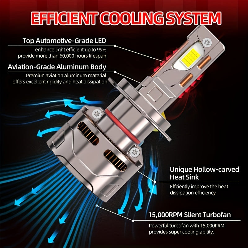 2-Pack H7 Car LED Headlights High Brightness LED Bulbs 57846 Lumens 1000% High Beam Brightness Increase H1 H4 H7 H11 HB3/9005 HB4/9006 HIR2/9012 Models Easy Installation No CANBUS Error - B83
