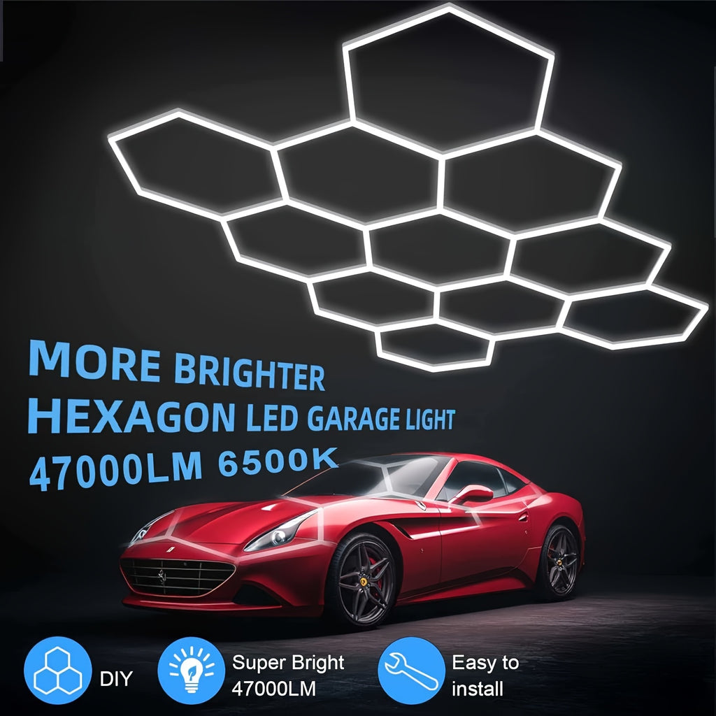 LED hexagon garage light, barbershop ceiling light, shopping mall energy-saving lighting lamp, 11 holes 46 tubes, DIY honeycomb tube shapeable, ultra-bright effect LED tube AC100-265V, suitable for energy-saving lighting in garages, gyms