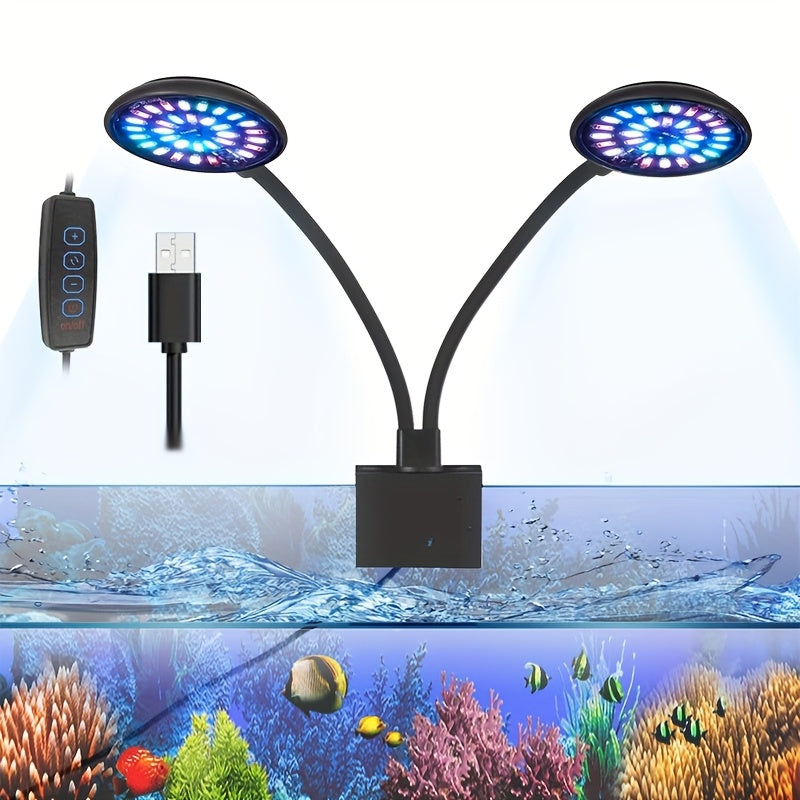 USB Aquarium LED Light, Clip-On Fish Tank Lamp, Full Spectrum Dimmable Plant Grow Light, 360° Rotatable Decorative Lamp