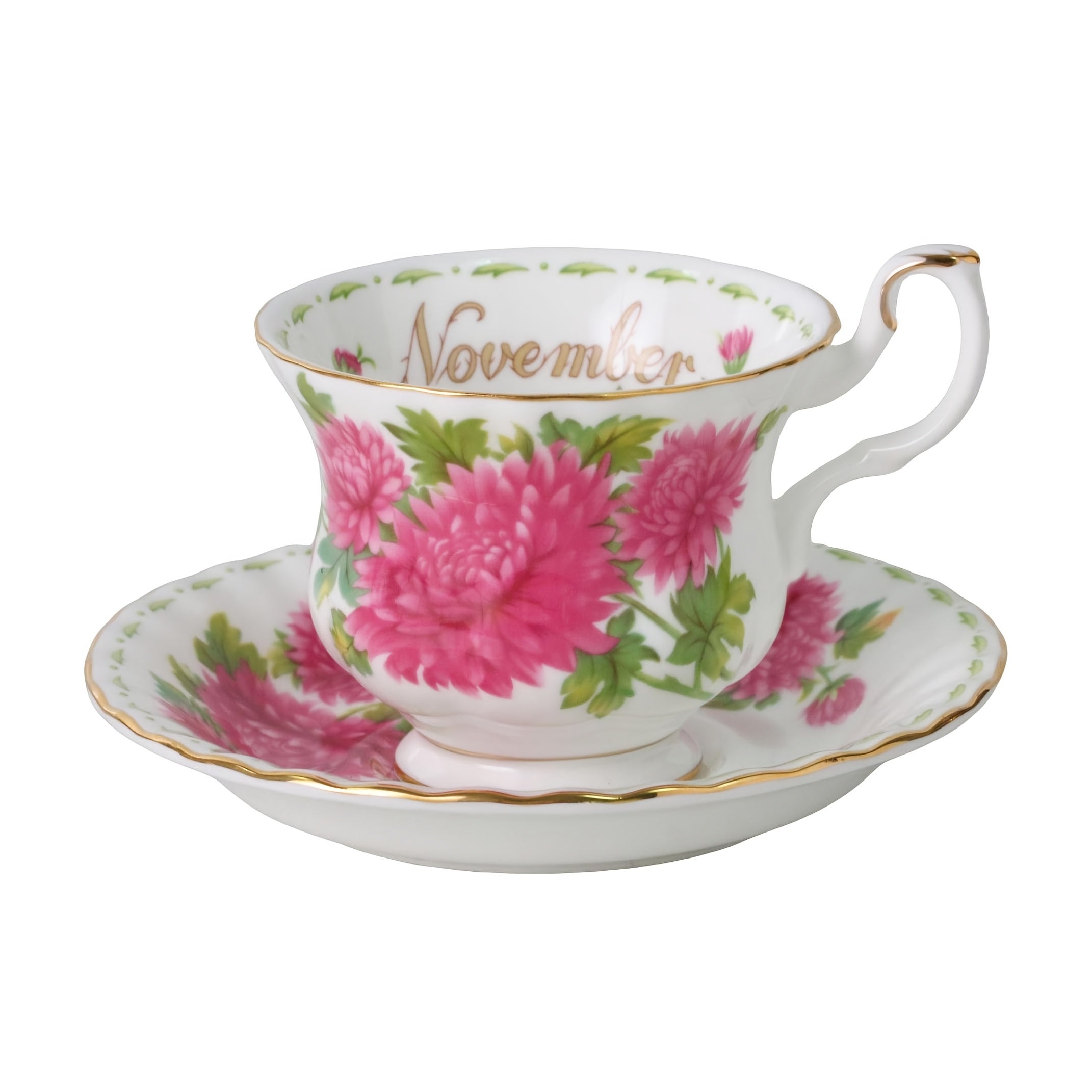 1pc Elegant Twelve Months Flower Tea Cup & Saucer, 6oz Vintage Bone China Coffee Cup & Saucer, Easy to Clean – Perfect for Afternoon Tea Parties, Birthday Parties, Birthday Gifts, Valentine‘s Day Gifts