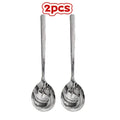 2 Pack Large Round Stainless Steel Ladle - Commercial & Home Kitchen Spoon, Large Serving Ladle with Heat-Resistant Short Handle, Drainage Holes for Easy Cleaning, Durable Stainless Steel Cutlery