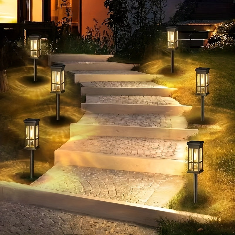 Solar LED Lawn Light - Warm Light, High-Quality Outdoor Garden Lighting, Suitable for Villa, Garden, Patio and Walkway - Available in 4/6/8-Pack, Easy to Install, Solar Garden Light IP54