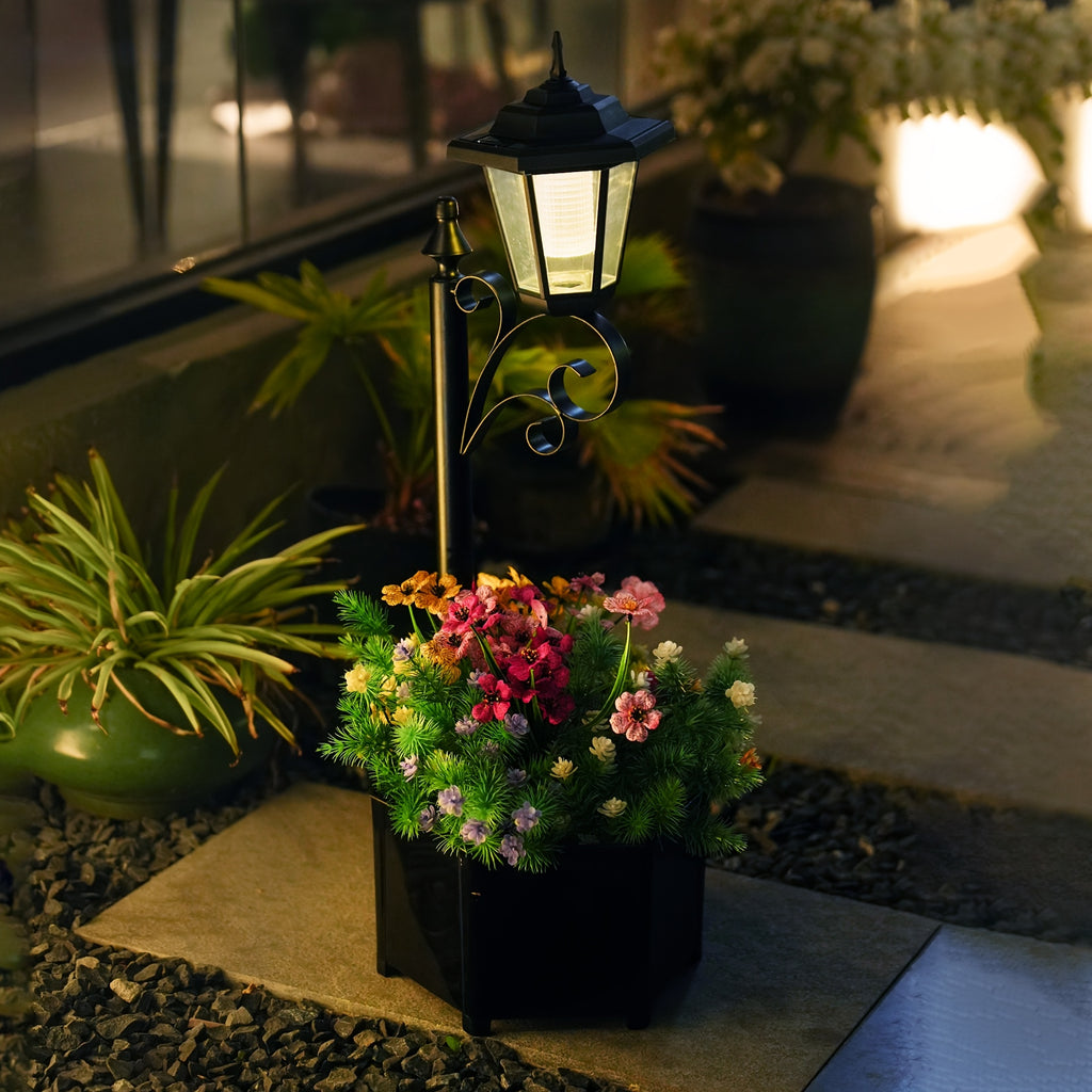 2pcs Solar Flower Pot Light, Outdoor Doorway Decorative Welcome Light, Garden Lighting Decorative Light Garden Small Street Light Landscape Light Indoor Decorative Light, Bottom Flower Pot Can Grow Flowers
