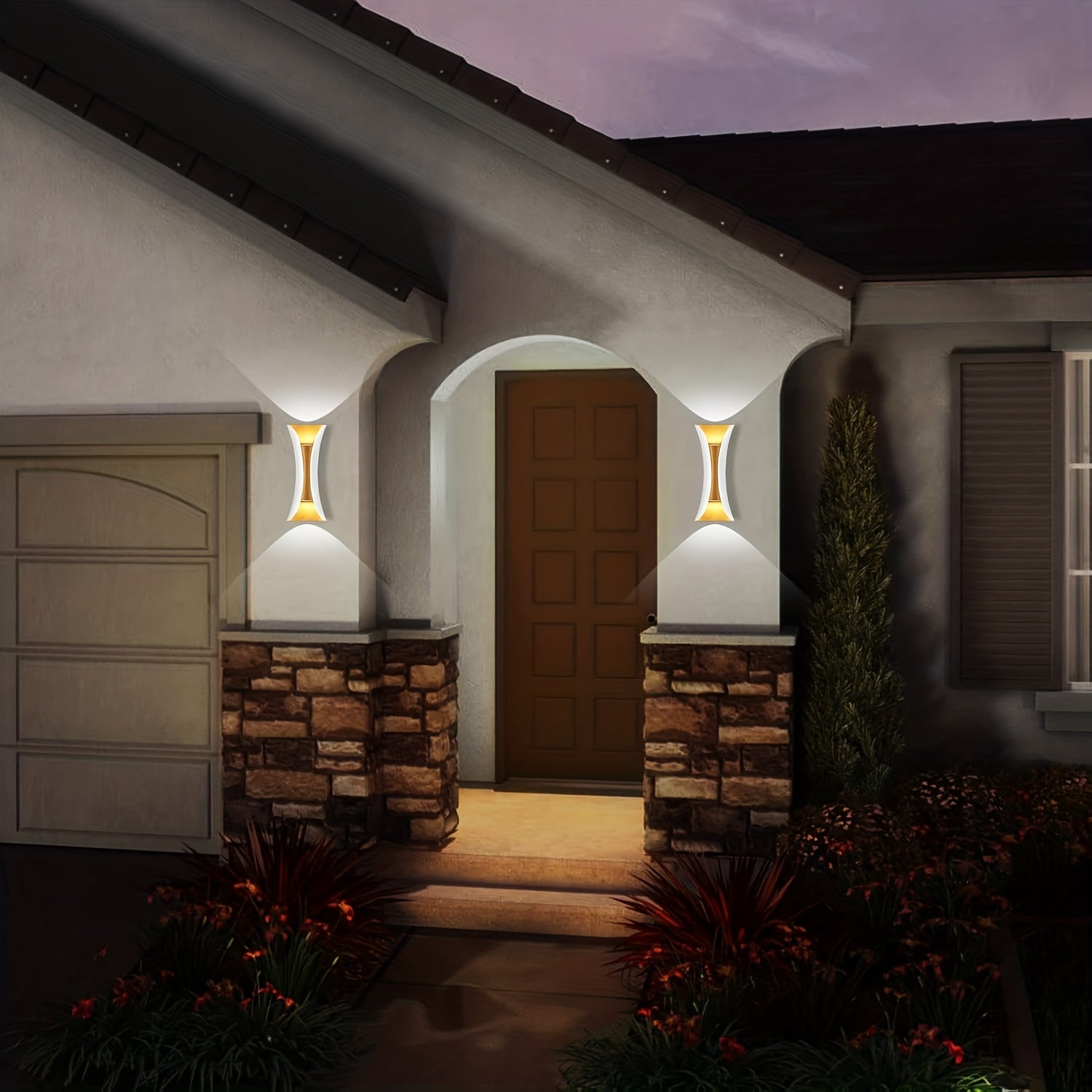IP44 LED Outdoor Double-Head Wall Light, 3000K/6000K Warm White Light, Suitable for Hallway, Garden, Courtyard