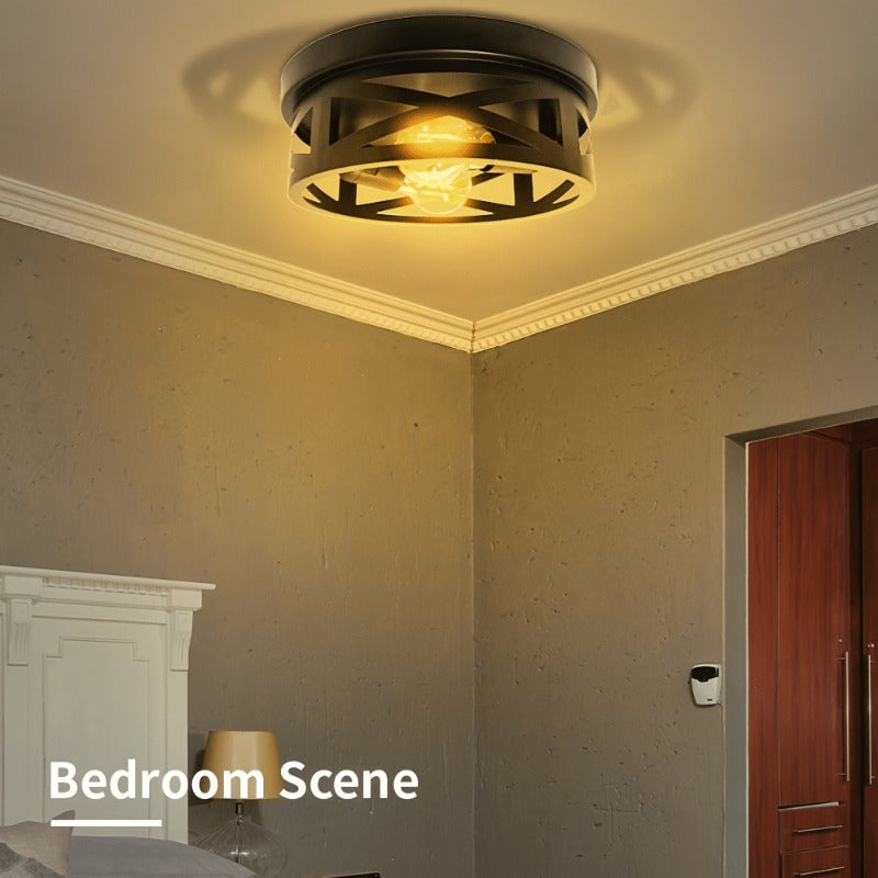 1-Piece, Kyoeon 2-Head Black Ceiling Light Fixture, Black Outdoor Industrial Style Light, Industrial Style Black Metal Cage Light Fixture, Suitable for Farmhouse, Hallway, Bedroom, Kitchen, Entryway Ceiling Mount Installation.