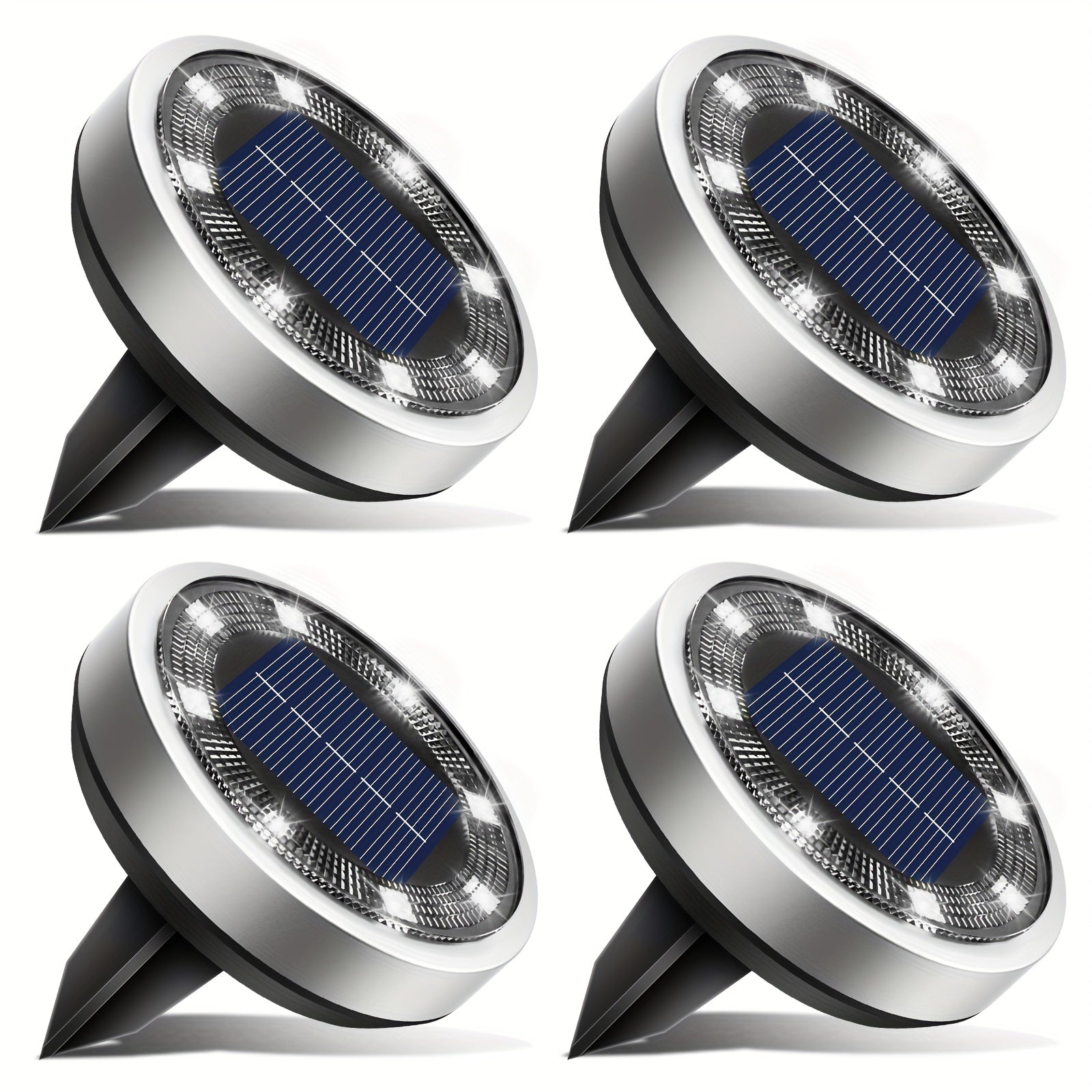 4/5/6/10/12/20pcs 8LED Super Bright Solar In-Ground Light (Regular/Mini Style) Outdoor IP44 Solar Powered Ground Light, Perfect for Garden, Backyard, Stairs, Pool, Walkway, Driveway, Pavement, Flower Bed, Auto On/Off, Easy Installation