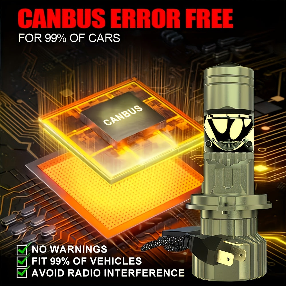 2-Pack H4 Truck Headlights, LED Bulbs with CANbus, High/Low Beam Integrated, Daytime Running Light, 3570 CSP Chip, Error-Free CANbus, H4 Socket, 360° Beam Angle, Easy Installation, for Motor Vehicles