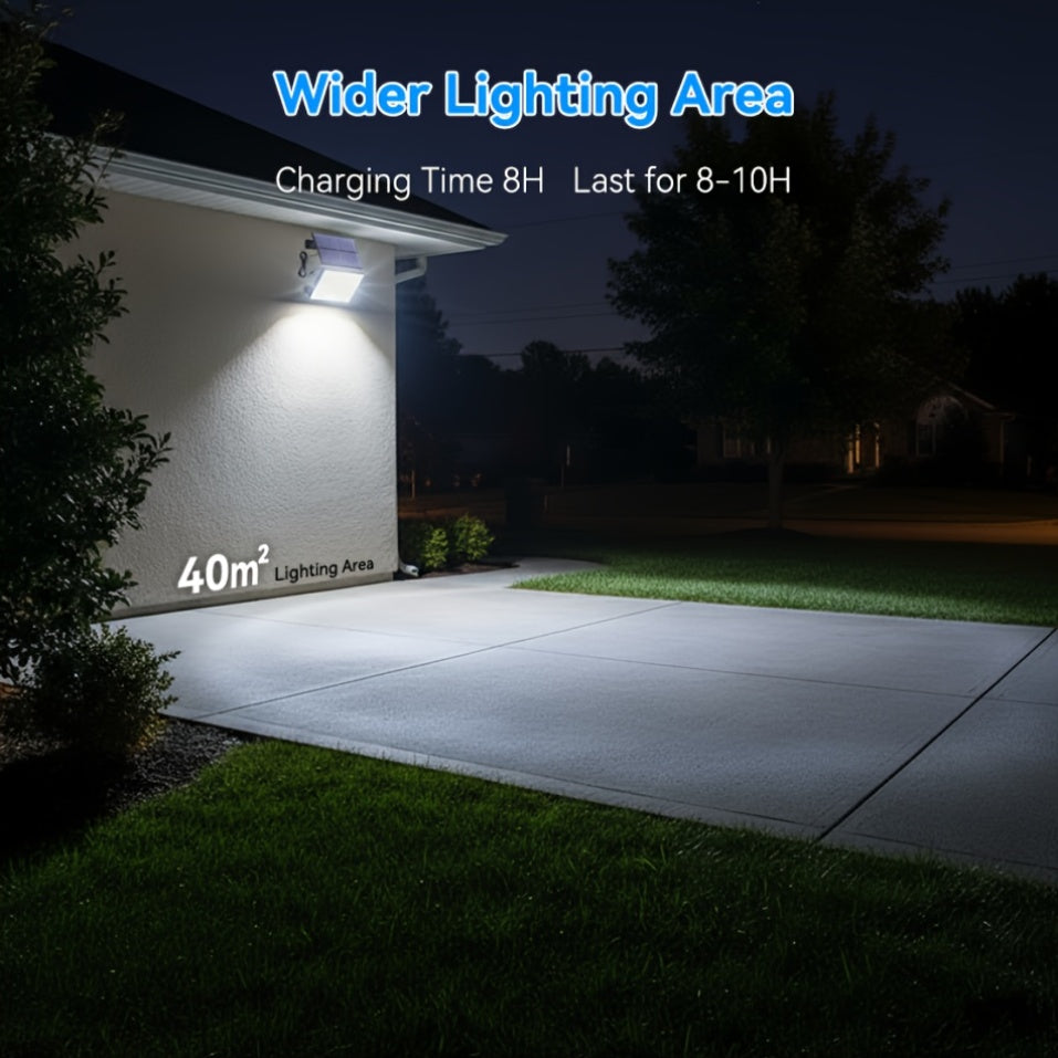 1/2 Pack 400 LED Solar Street Light with Remote Control for Outdoor - Warm and Cool Light Optional, Night Light Sensor Courtyard Light with Remote, Security Lighting, 3 Lighting Modes, Split Wall Light, Perfect for Garden, Courtyard and Garage