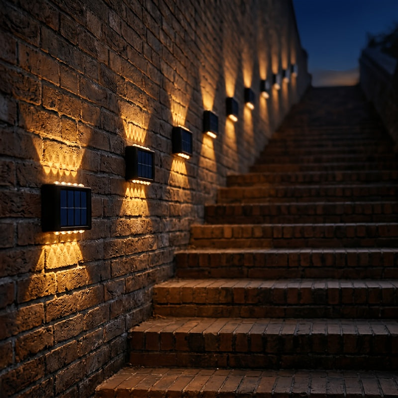 5pcs 10LED Solar Light Outdoor Courtyard Light Yard Garden Decorative Light Fence Wall Washer New Up and Down Glowing Ambient Wall Light