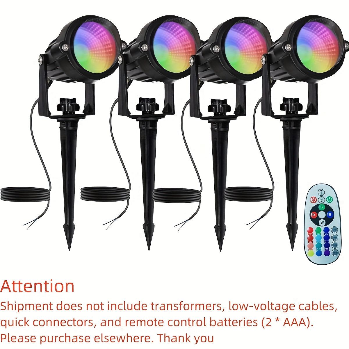 2/4/6/8/10-Piece Low Voltage Landscape Light, Warm + RGB, DC12V-24V, LED Color Changing Landscape Lighting, IP66 Outdoor Spotlight, Christmas Halloween Decorative Light, Suitable for Courtyard, Garden, Path