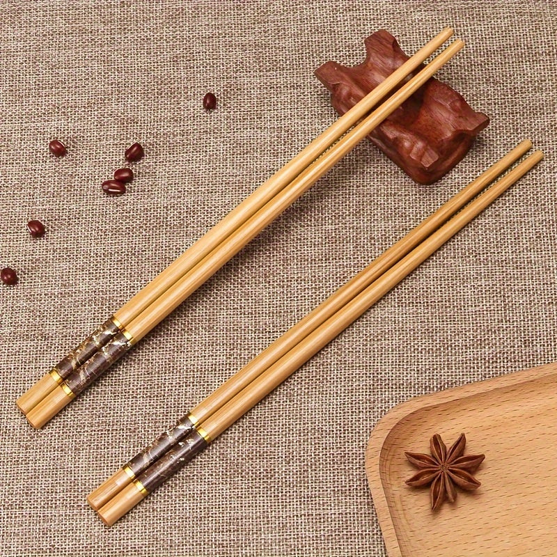 10 Pairs, 24cm / 9.45 Inches, Patterned Bamboo Chopsticks Reusable – Perfect for Wedding Parties, Ceremonies – Chinese Natural Anti-Slip Chopsticks – Dishwasher Safe – Lightweight Chopstick Set – Great for Eid