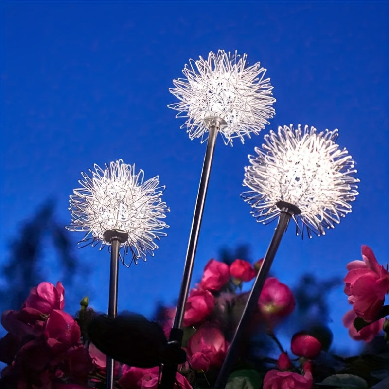 2-Piece [2025 New] Dandelion Solar Garden Light Outdoor LED Landscape Light, Courtyard Path Flower Bed Patio Lawn Decorative Solar Flower Light, Christmas Decoration