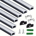 6 件 U 型 LED 灯条，1.65 英尺/50 公分黑色通道，带 UV 扩散器，表面安装，无需电力，多功能照明，营造优雅氛围