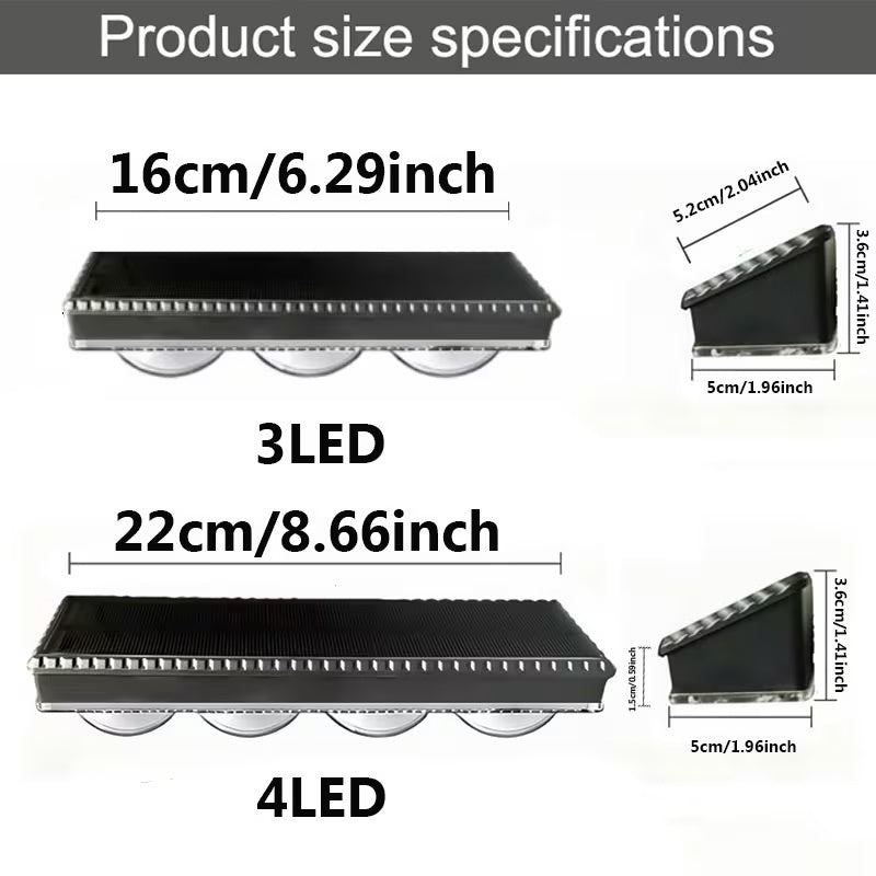 FACHOI 2-Piece 3/4 LED Solar Wall Light with Large LED Bead Design, Wider Lighting Range, RGB Effect and 9 Different Light Colors. Suitable for Street Walls, Stairs, Paths, Courtyards, Patios