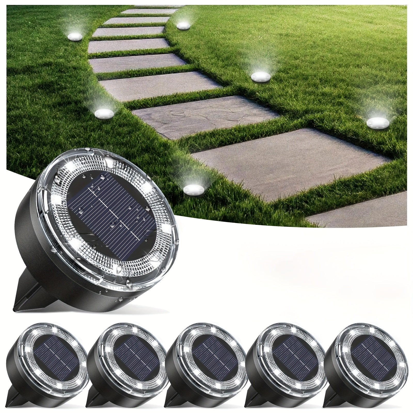 4/5/6/10/12/20pcs 8LED Super Bright Solar In-Ground Light (Regular/Mini Style) Outdoor IP44 Solar Powered Ground Light, Perfect for Garden, Backyard, Stairs, Pool, Walkway, Driveway, Pavement, Flower Bed, Auto On/Off, Easy Installation