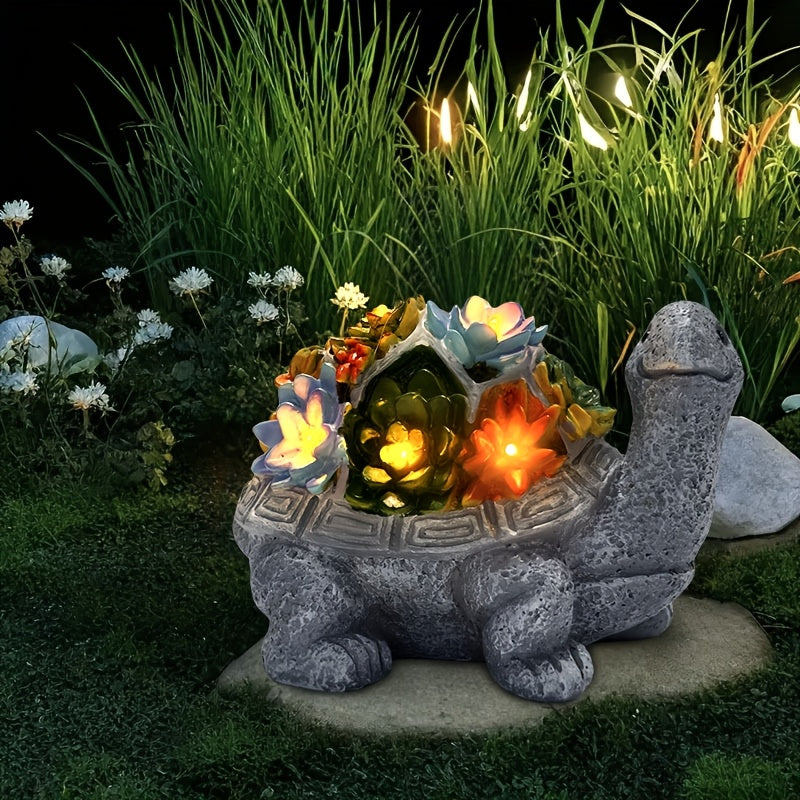 Solar Light, Succulent Flower Turtle Statue Light, Resin Craft, Perfect for Courtyard, Garden, Lawn, Steps, Mother‘s Day, Halloween, Christmas Gift