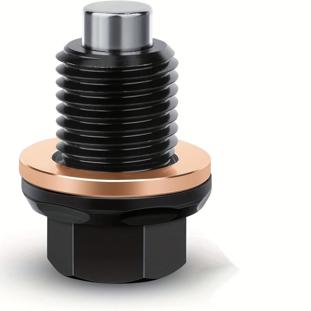 M14x1.5 Magnetic Oil Drain Plug – Magnetic Aluminum Alloy Oil Pan Drain Nut Bolt with 5 Copper Washers, Leak-Proof Seal, Universal Anti-Leak Replacement for Most Cars, Motorcycles & Boats
