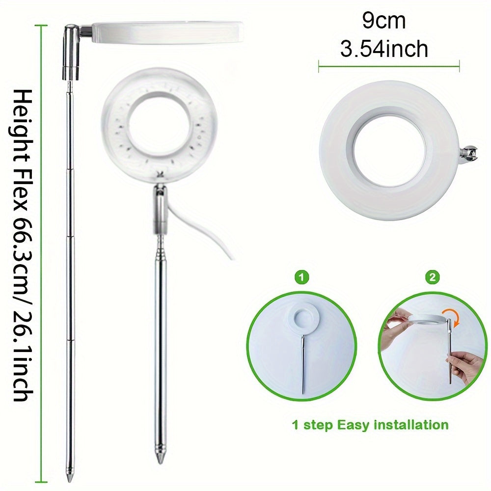 3 Pcs LED Plant Grow Light, Indoor Full Spectrum Ring Grow Light, Adjustable Height & Angle USB 5V Plant Lamp with 2/4/8H Auto Timer, 3 Lamp Heads, Seedlings Succulents Starting Grow Light