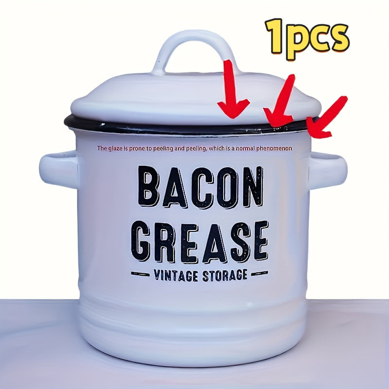 1/6Pcs Enamel Oil Pot Set, Large Capacity Condiment Container, Oil Filter Bottle, Food Fresh-Keeping Storage Can, Bacon Grease Container,, High Temperature Resistant Direct Fire Use, Outdoor Travel Cookware, Handmade Gift Option