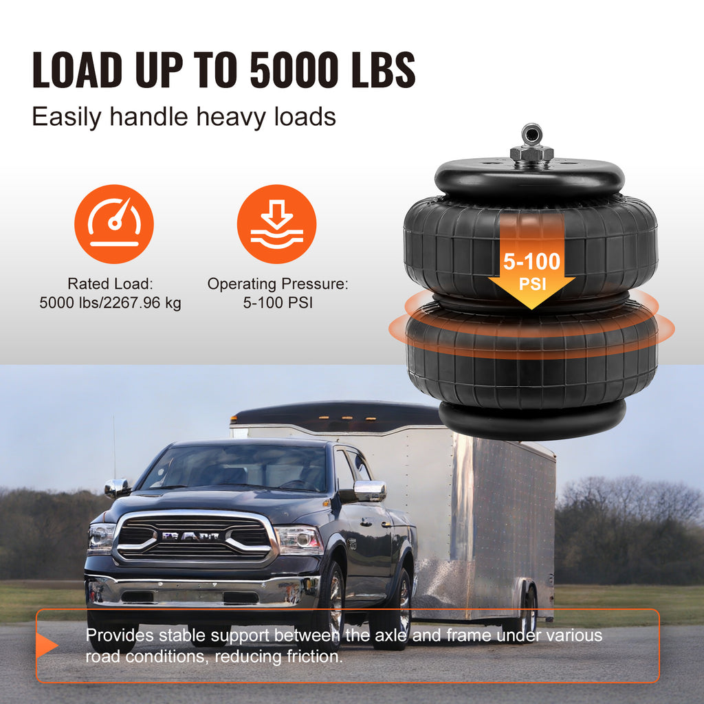 VEVOR Air Bag Suspension Kit, Air Spring Suspension Bag Kit, 5000 Lbs Load Capacity, 5 to 100 PSI