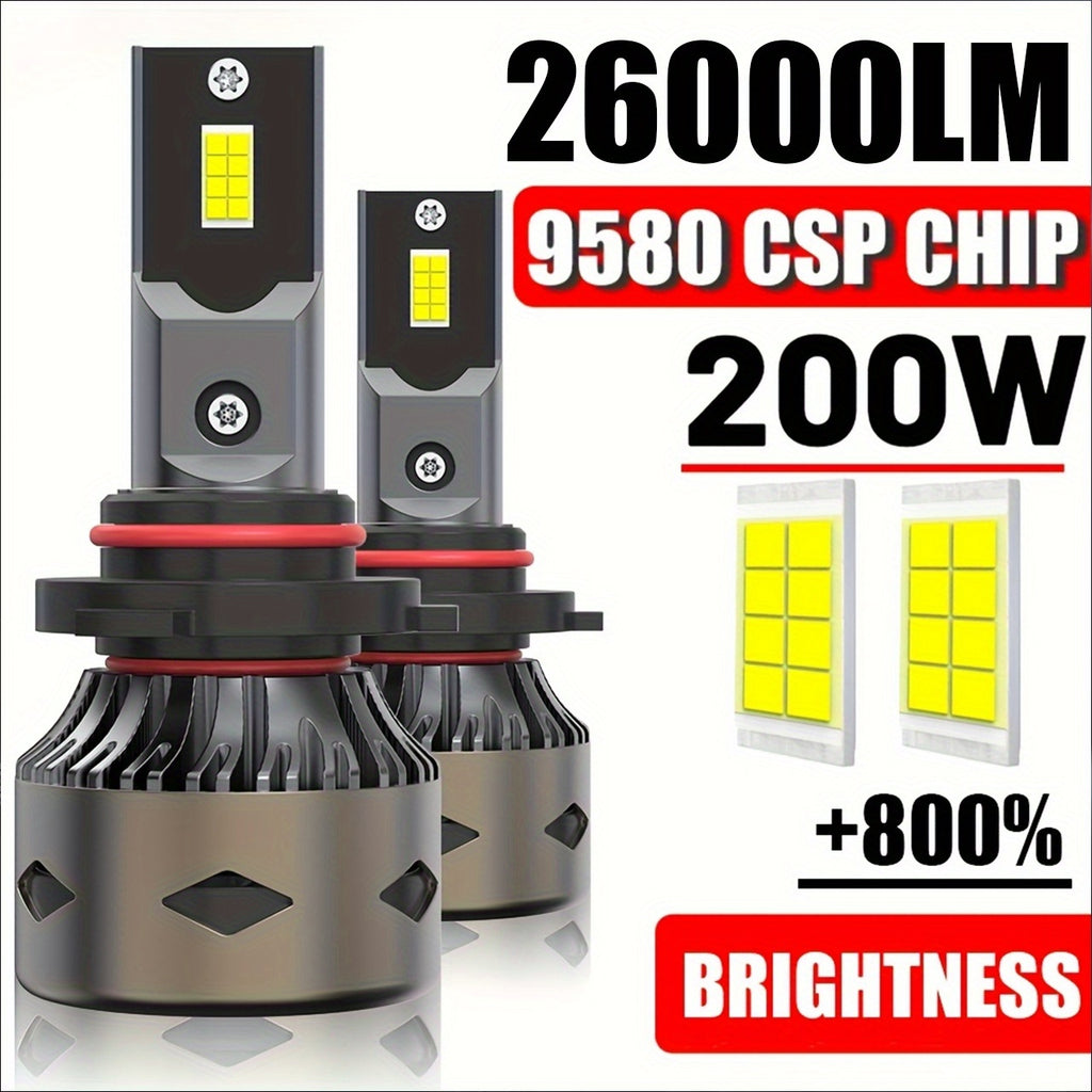 2-Pack H7 LED Headlights, H1, H4, H7, H11, COB Chip with Cooling Fan, 200W High Power, High/Low Beam Switching, No Canbus Error, 800% Brightness Increase, Compatible with HB3/9005, HB4/9006, HIR2/9012-G116