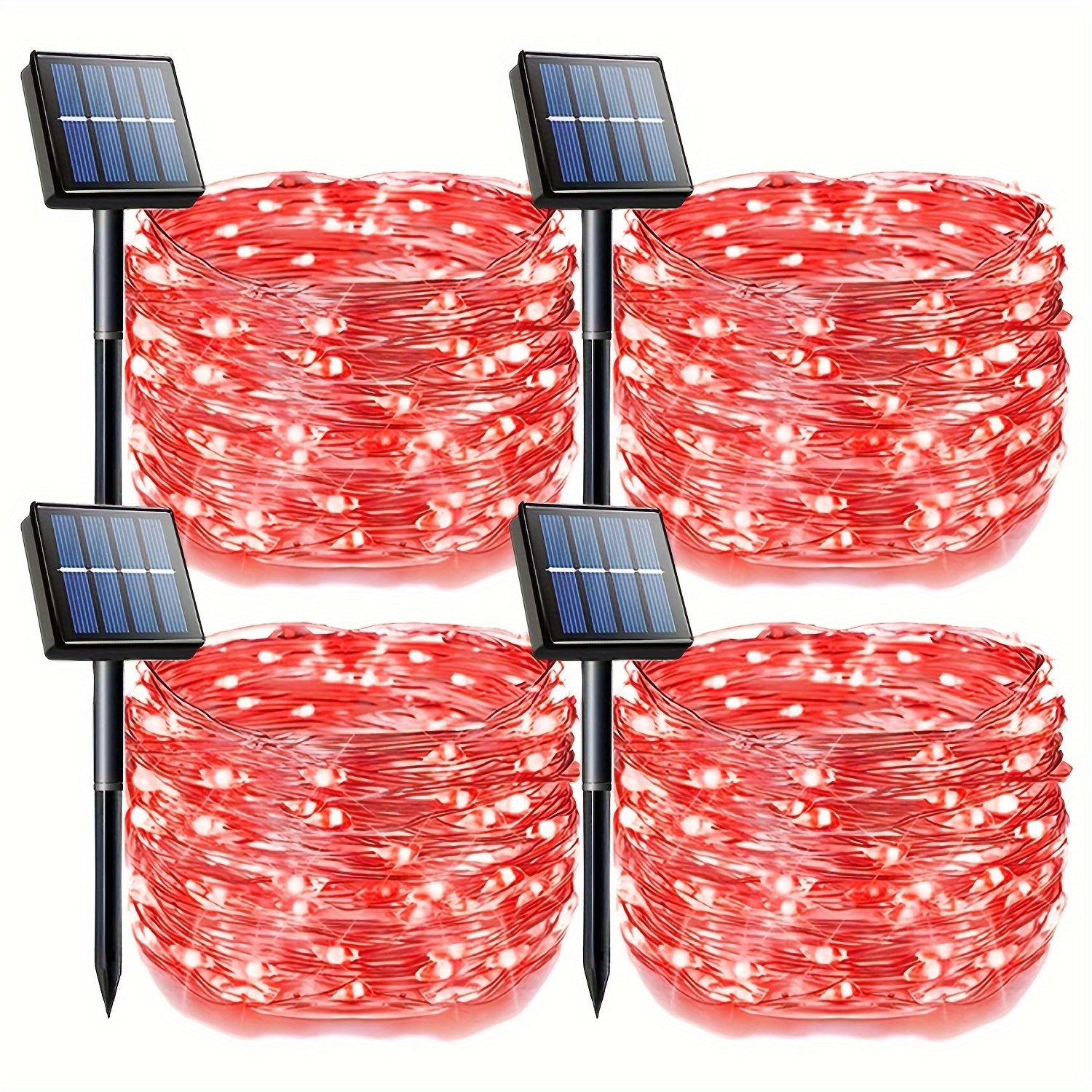 4/6 件套共 196 英尺 600 LED 太阳能仙女灯，情人节圣诞节户外 8 种模式铜线串灯，适合情人节庭院婚礼甲板后院树花园围栏泳池派对