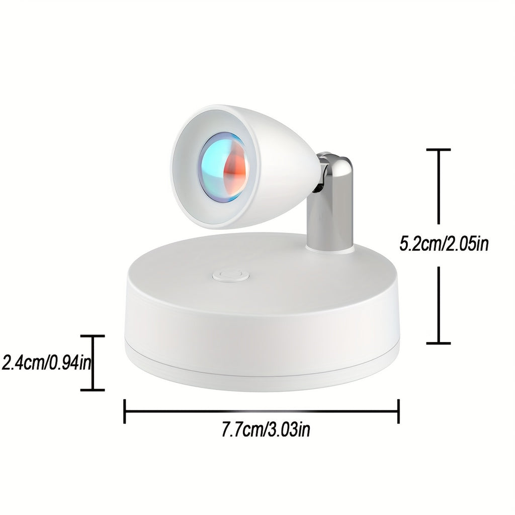 Remote Control Ambient Spotlight, Adjustable Multi-Color Night Light, Creative Lens 360° Rotatable Wall Lamp, 3 AA Battery Powered, Dimmable Stick-On Decorative Spotlight for Indoor Decoration