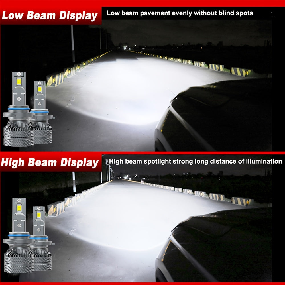 2PCS Super Bright Car LED Lights, 29500LM, Super Bright White Light, 9005/9006/9012, H1/H4/H7/H11 - Car Headlights, Plug-and-Play, Super Heat Dissipation LED Lights, No Battery, Driving Light, Spotlight