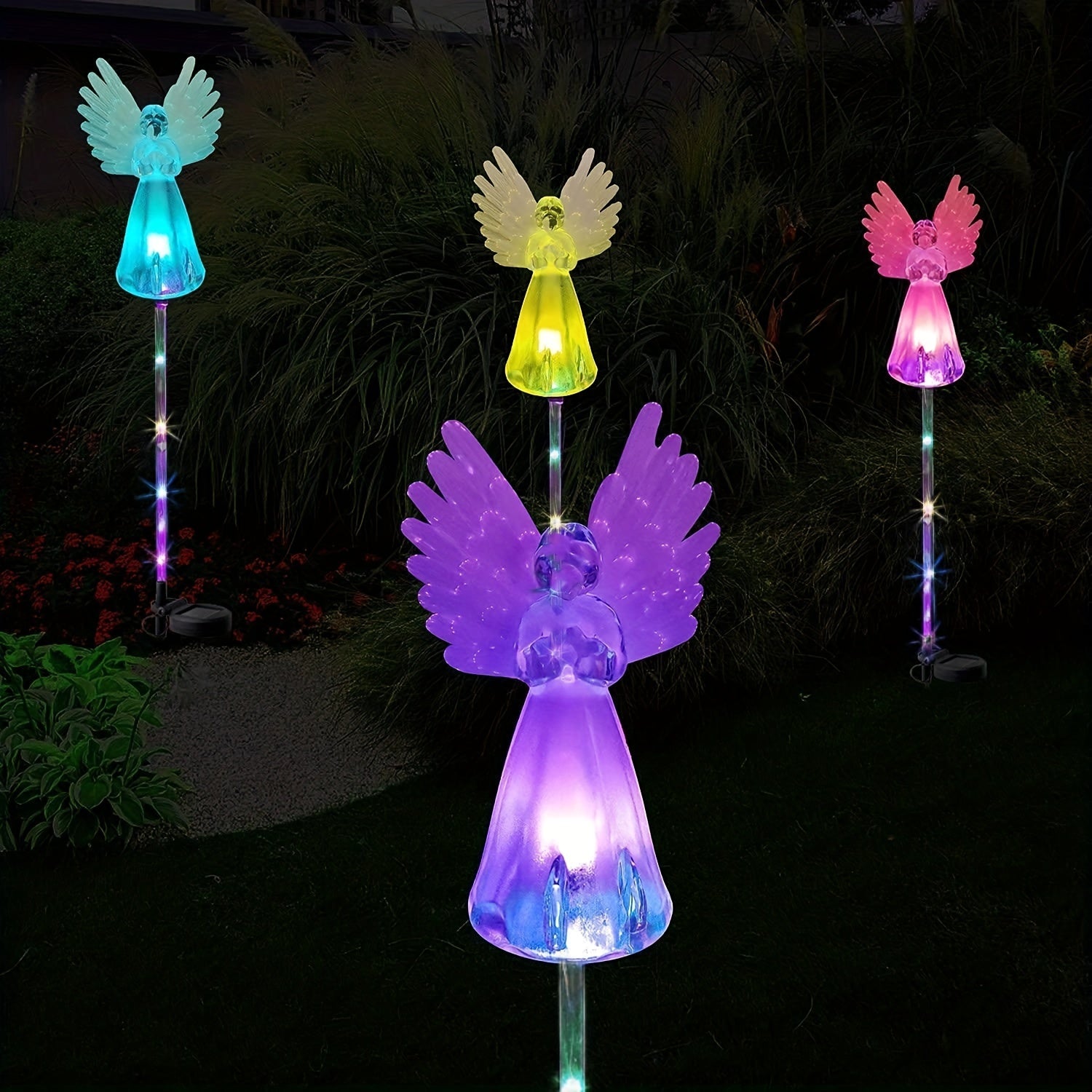 Solar Angel Light Outdoor Landscape Garden Courtyard Ground Insert Light 4-Pack IP65