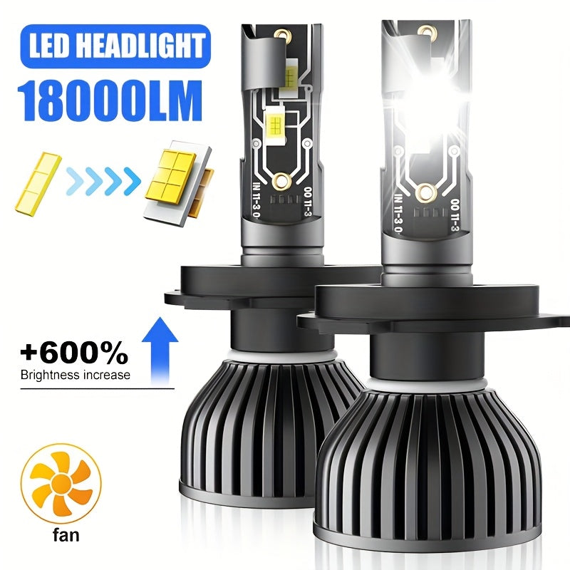 2-Pack H11 H4 H7 H1 LED Light Kit, Fog Light Kit, 6500K White Light, Air-Cooled Heat Dissipation, Easy Installation, 600% Brightness