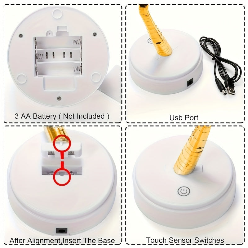 1件裝，USB或電池供電，觸控開關，72珠金葉樹燈，家居藝術裝飾燈，雙模式/常亮/閃爍，現代裝飾，適用於聖誕節、情人節、萬聖節，時尚房間裝飾檯燈