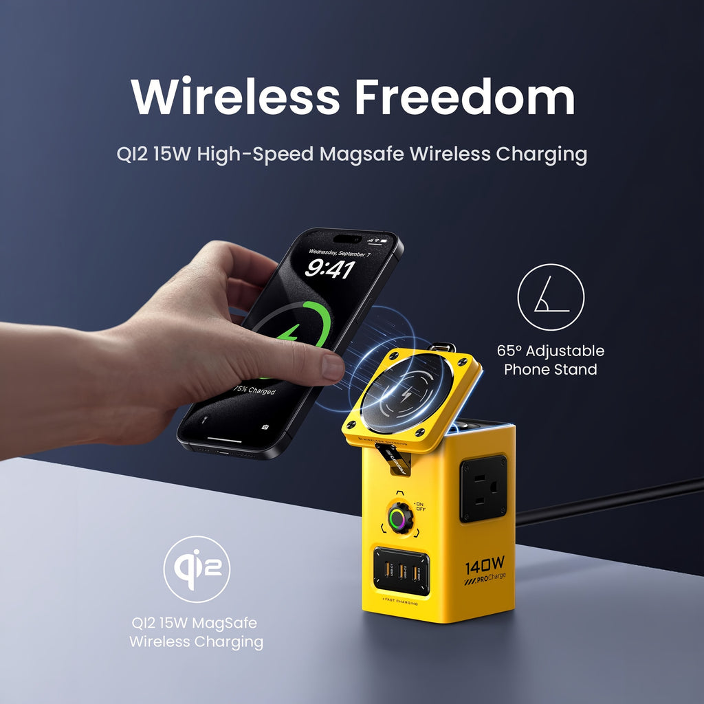 PISEN 8-in-1 Magnetic Wireless Charging Station Compatible for iPhone 17/16/15/14/13/12, Hub with Qi2 Fast Charger, 140W Power Adapter, Breathing & System, USB-C Cable & Magnetic Ring Included, Travel-Friendly (8-Device)