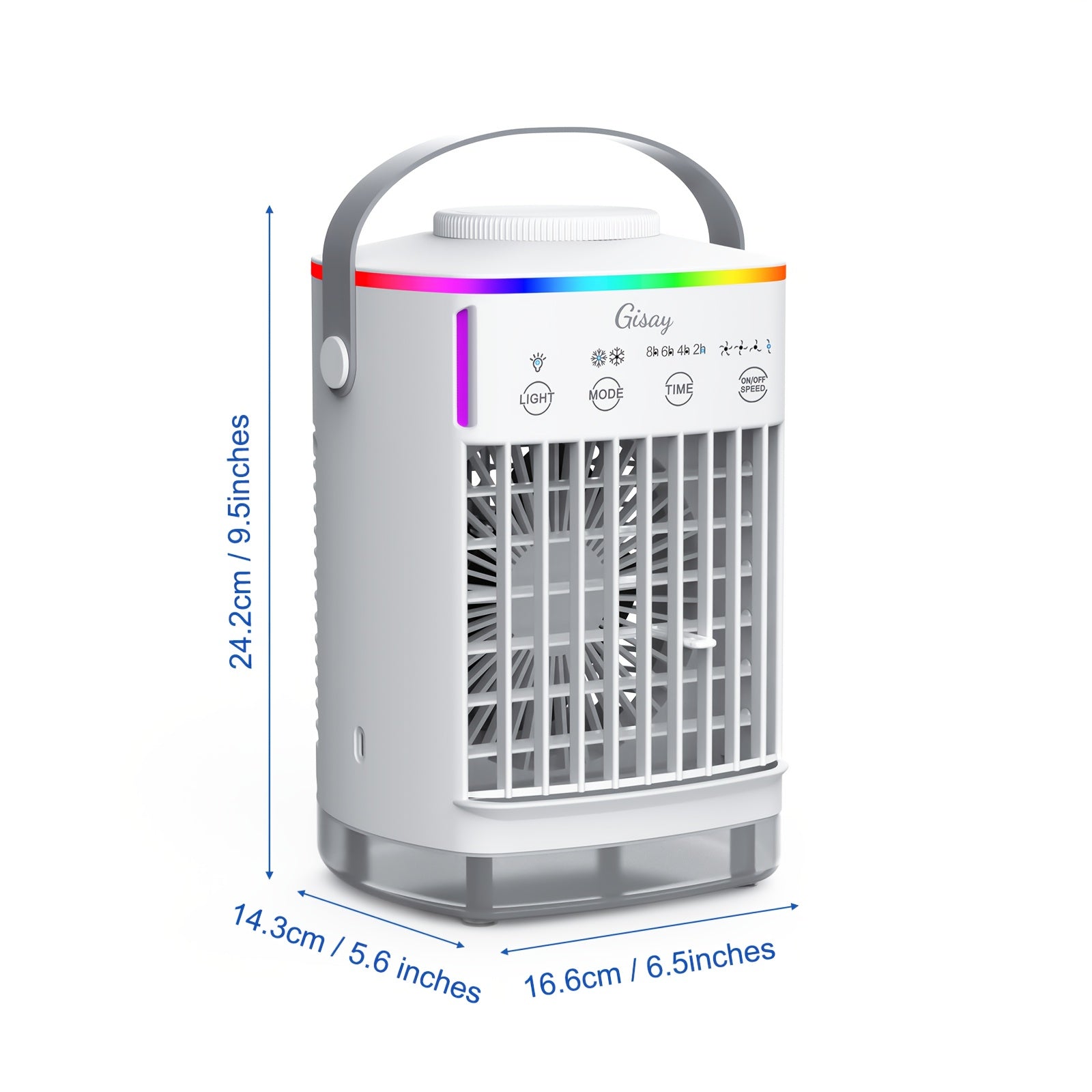 Gisay Compact USB-Powered Desk Fan - Quiet Portable Evaporative Cooling Humidifier, 4 Speed Settings, 8-Hour Timer, Lightweight Personal Cooling System for Home, Office, Travel, Bedroom - Mini Fan for Small Spaces