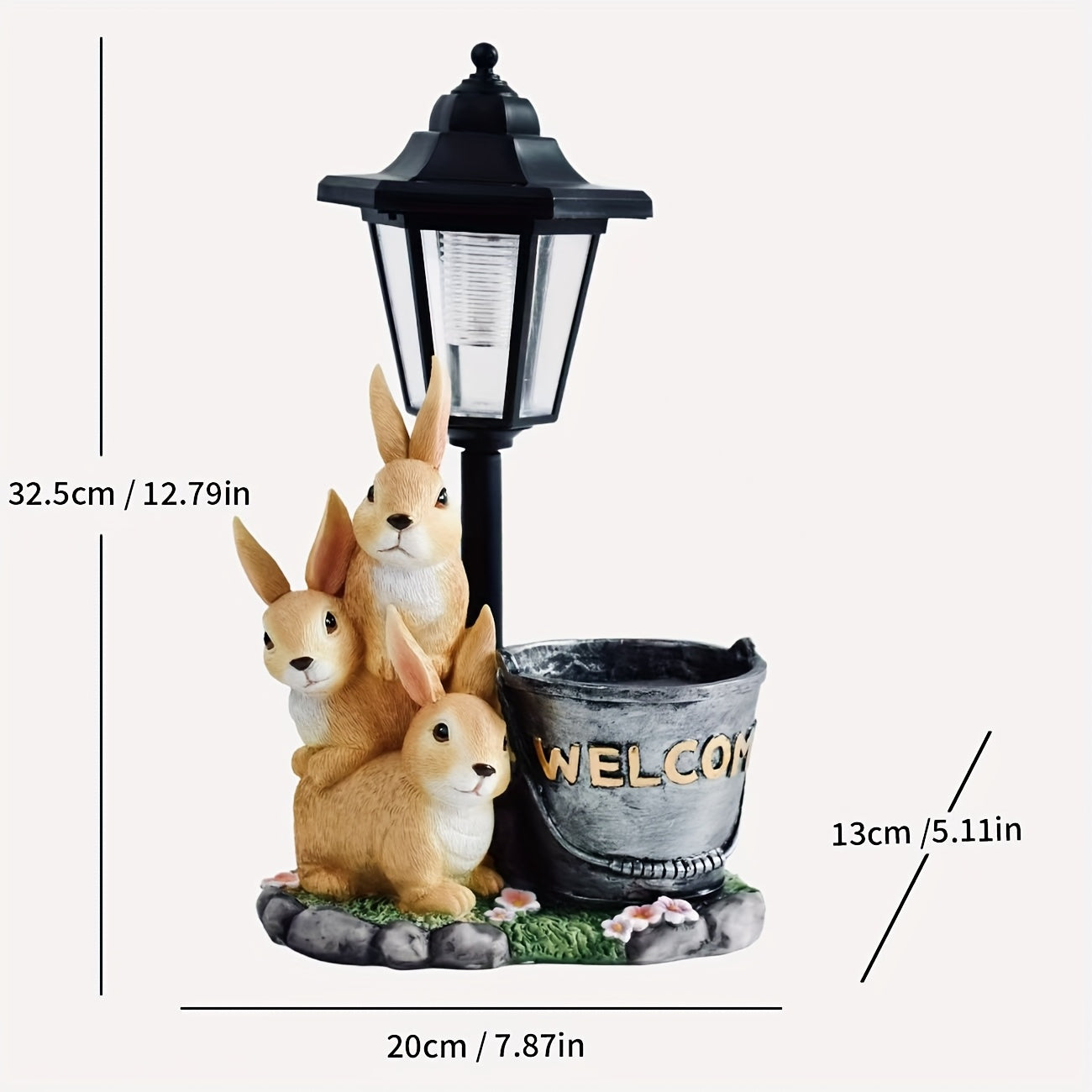 Easter Resin Rabbit Outdoor Statue Light, Creative Outdoor Solar Sculpture Light for Courtyard, Corridor Balcony Pathway Light, Indoor & Outdoor Home Decorative Ambient Night Light, Perfect Christmas or Thanksgiving Gift for Friends