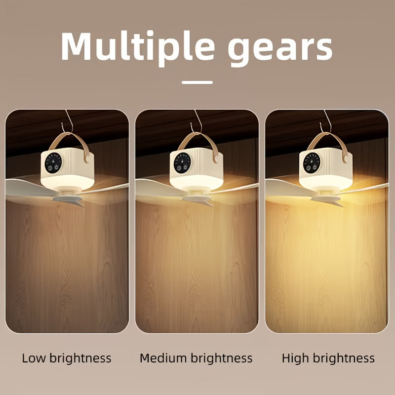Portable Camping Fan with USB Charging, LED Night Light and Tripod - 4 Speed Levels, Long Battery Life, Strong Wind Power, Ideal for Dormitory Tent Camping Fishing Outdoor Activities, Camping Essentials