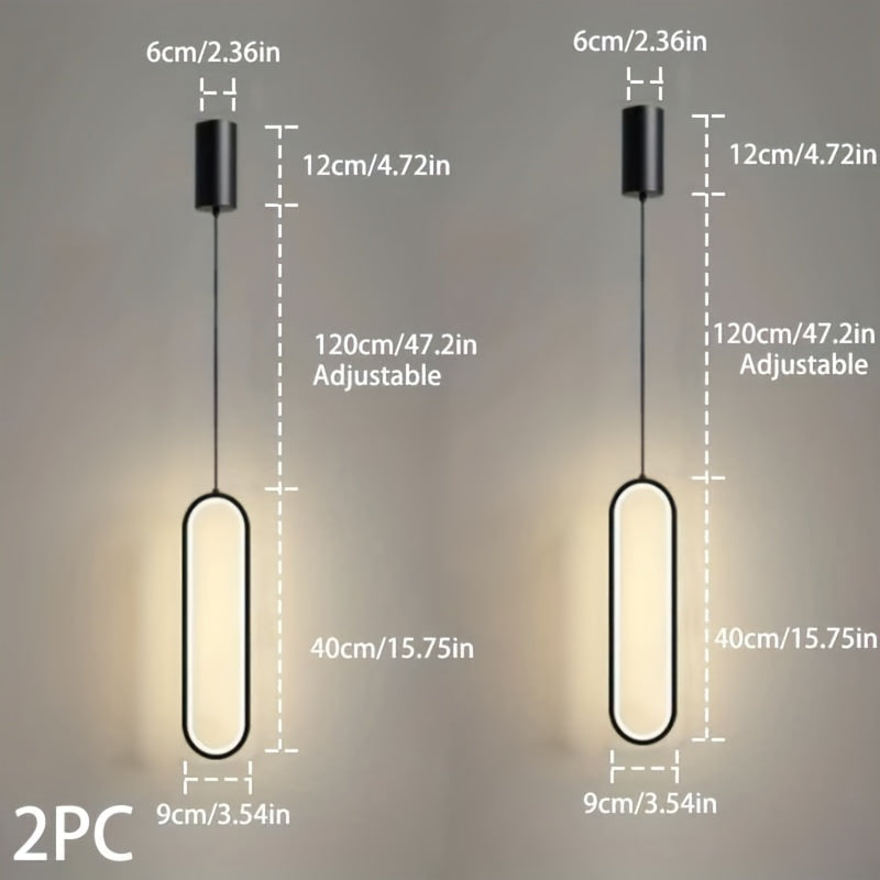 2-Piece, Ceiling Iron Pendant Light, Includes LED Warm Light and White Light, Acrylic Flicker-Free, Suitable for Dining Room, Living Room, Bedroom, Bar and Other Places