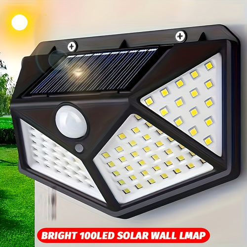 1 Pack High Brightness 100LED Motion Detection Street Light, Solar Charging Emergency Lighting, 3 Modes Outdoor Multifunctional Garden Light, Portable Wall Light, Perfect for Fences, Villas, Balconies, Pathways, Wide Area High Brightness Floodlight