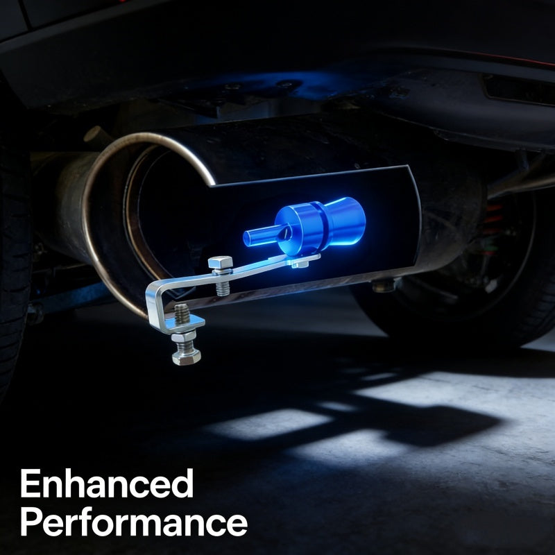 Universal Turbo Exhaust Whistle – Heavy-Duty Aluminum Alloy Sound Amplifier Tailpipe Replacement Kit with Anti-Loss Mounting Bracket, Enhances Engine Power Output & Exhaust Sound Performance