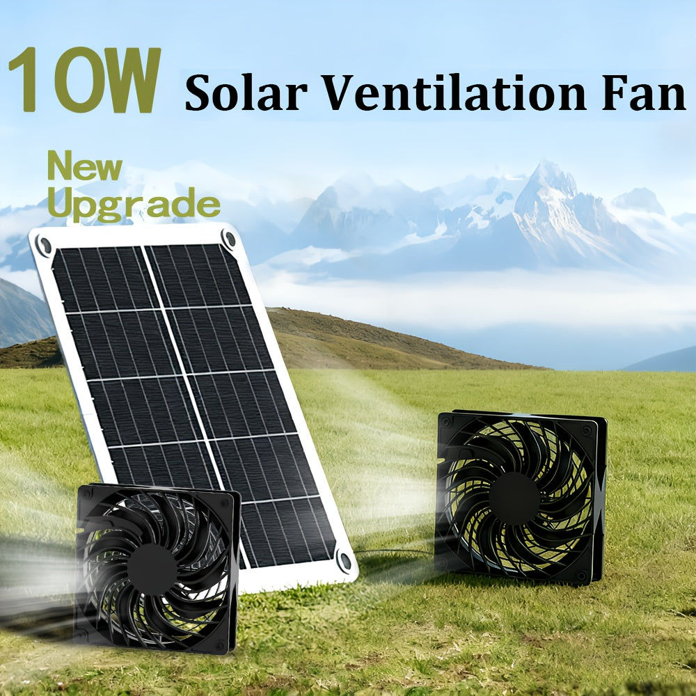 10W Solar Panel Fan Set, Built-in DC Fan, Suitable for Small Chicken Coop, Greenhouse, Shed, Pet House and Window Exhaust System