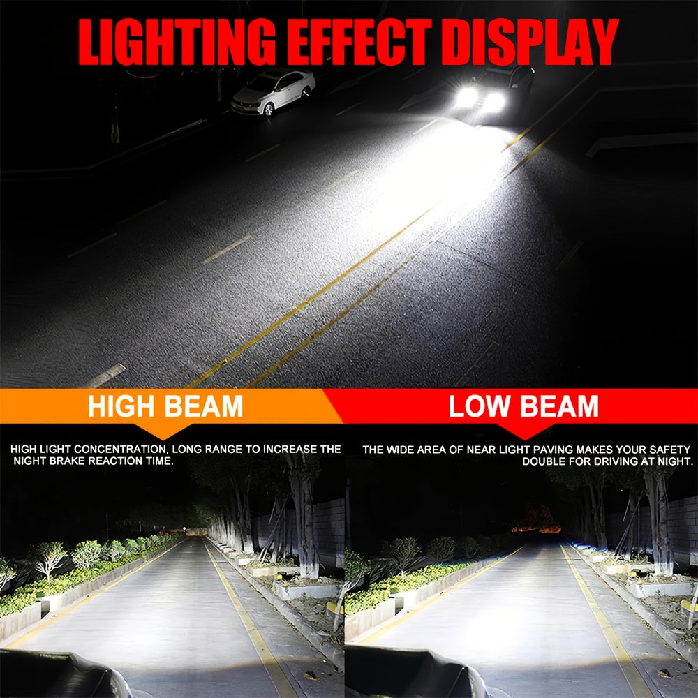 2PCS LED Motor Vehicle Headlight Bulbs, H7-QF009 H4/9005/H1/H4/9003/HB2/H11/9006/H1/9012, 3570 Chip, 800% Brightness, Easy Installation for Various Vehicles, with External Driver Canbus Plug-and-Play