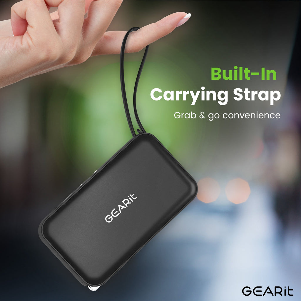 GEARit 三合一65W氮化鎵充電器，內建USB-C線10000毫安時移動電源