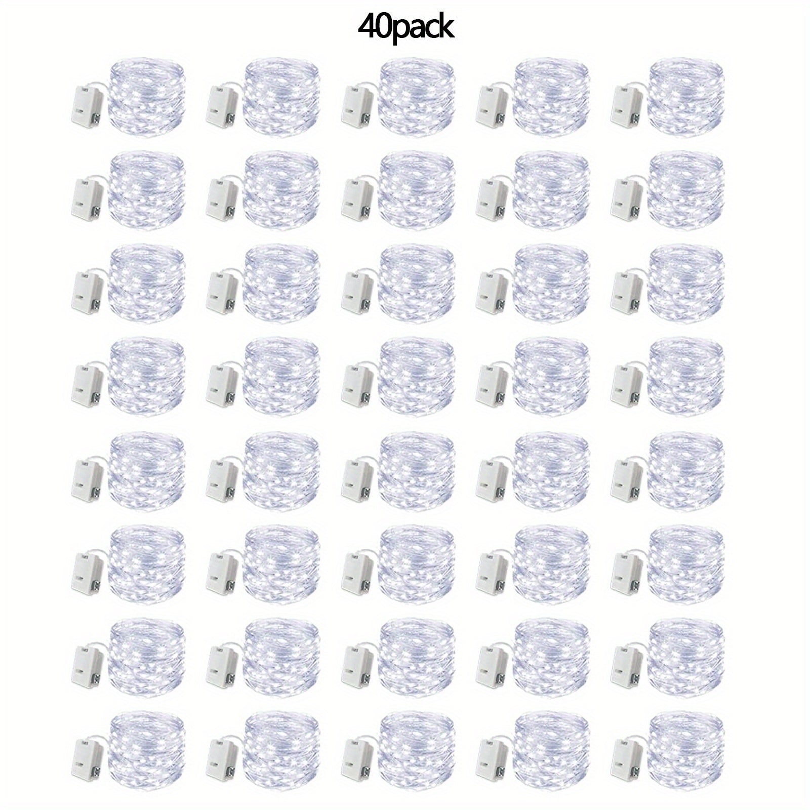 40pcs 童话灯电池驱动的灯串 - 7英尺20 LED迷你灯，带银线萤火虫星光，用于DIY卧室，适合婚礼、派对、节日、圣诞节（闪烁）