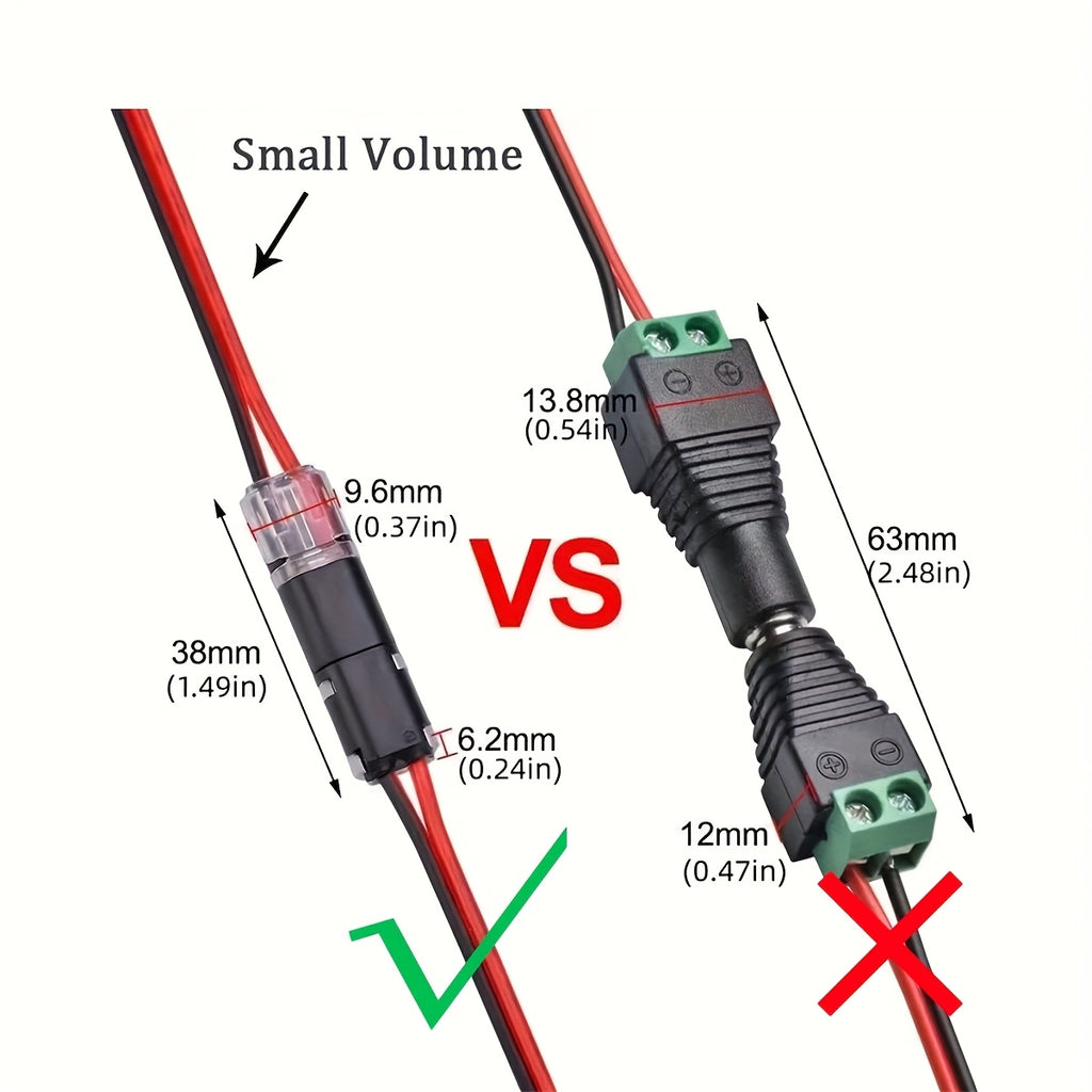 15/70-Pack Wire Splice Connectors, No-Strip Quick Connect Electrical Splice Clips, 2 Pin 2 Wire, for 0.06-0.08 inch (AWG22-AWG18) Wire Size, PVC Insulated, Copper Contacts
